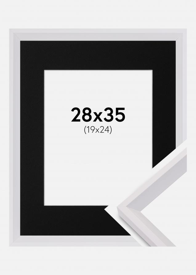 Cadre Globe Blanc 28x35 cm - Passe-partout Noir 20x25 cm