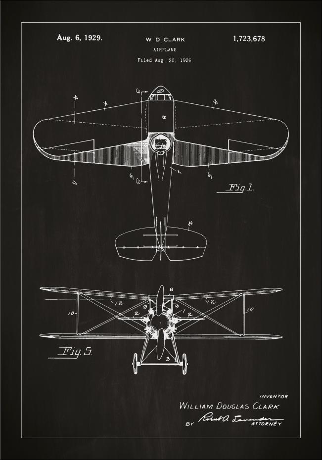 Dessin de brevet - Avion - Noir Poster
