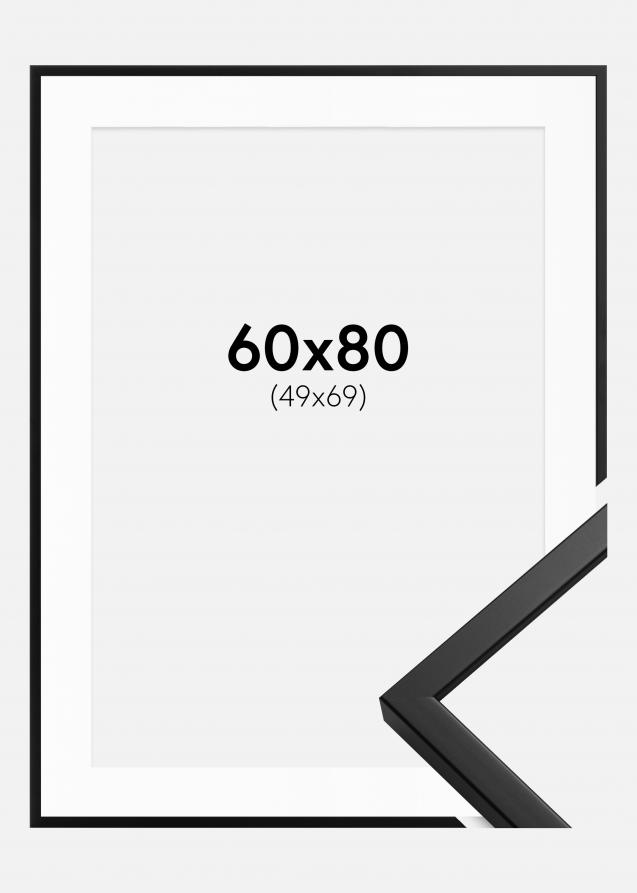 Cadre Oslo Noir 60x80 cm - Passe-partout Blanc 50x70 cm