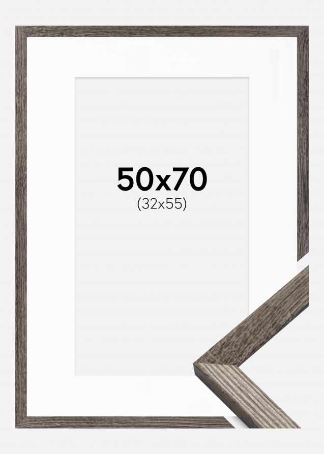 Cadre Fiorito Noyer 50x70 cm - Passe-partout Blanc 33x56 cm