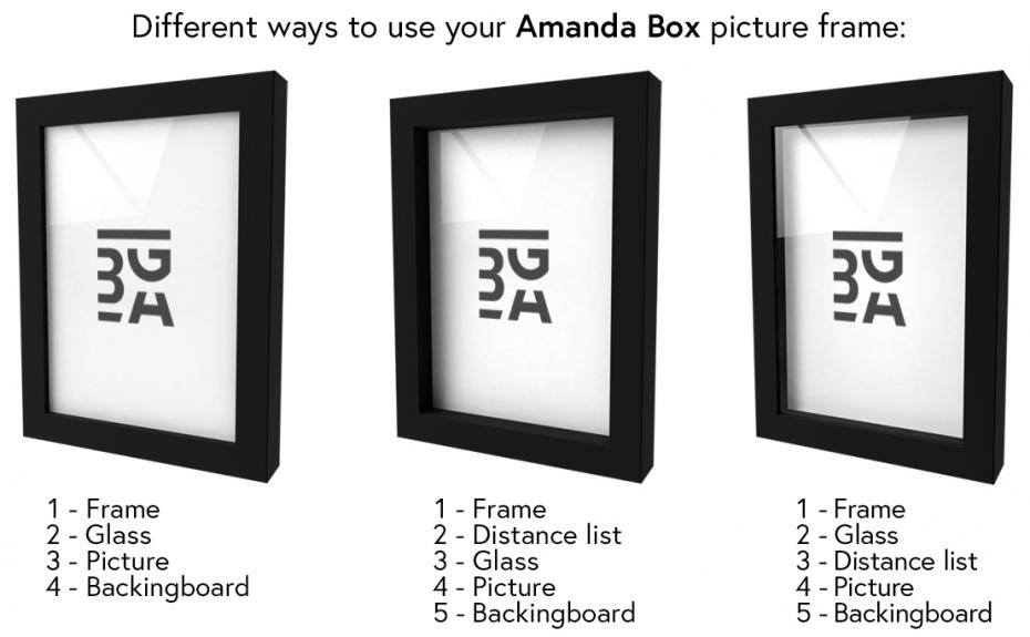 Cadre Amanda Box Verre Acrylique Noir 80x80 cm