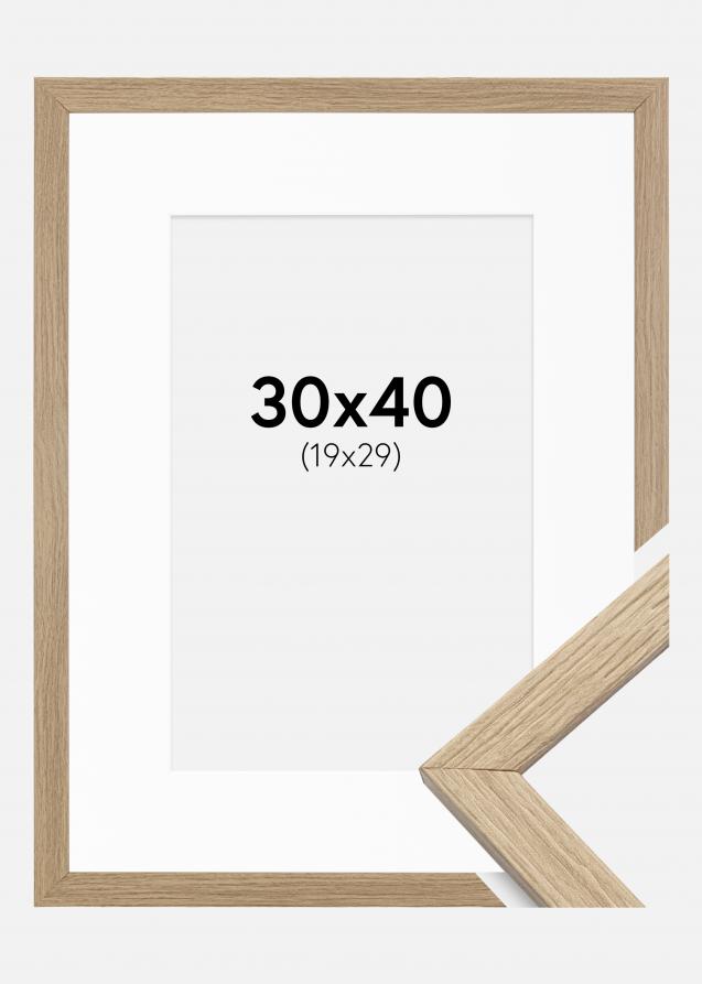 Cadre Stilren Verre acrylique Chêne 30x40 cm - Passe-partout Blanc 20x30 cm