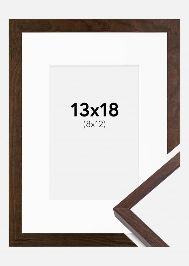 Cadre E-Line Noyer 13x18 cm - Passe-partout Blanc 9x13 cm