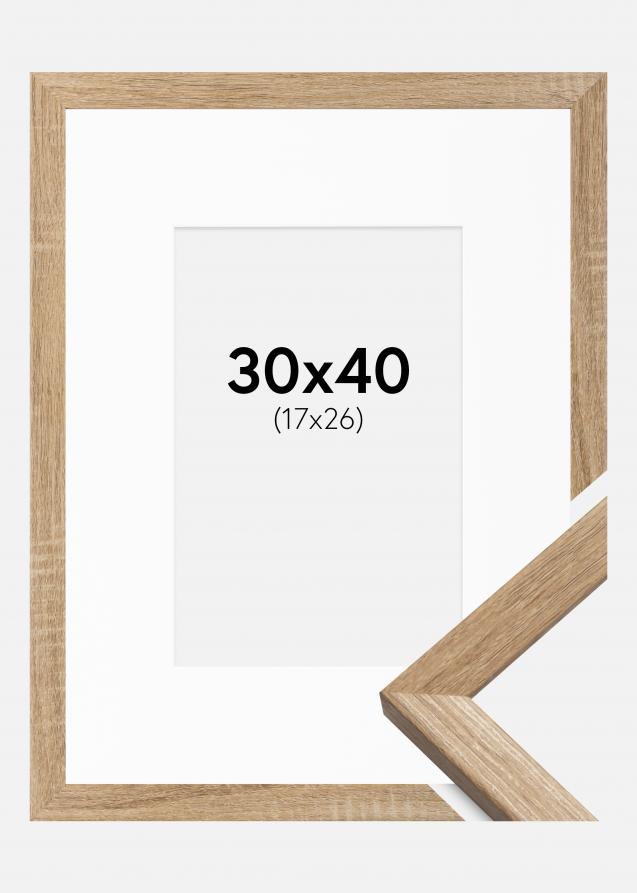 Cadre Fiorito Chêne Clair 30x40 cm - Passe-partout Blanc 18x27 cm