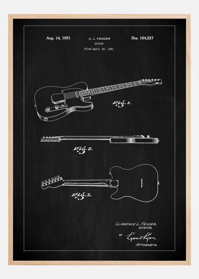 Patent Print - Guitar - Black Poster
