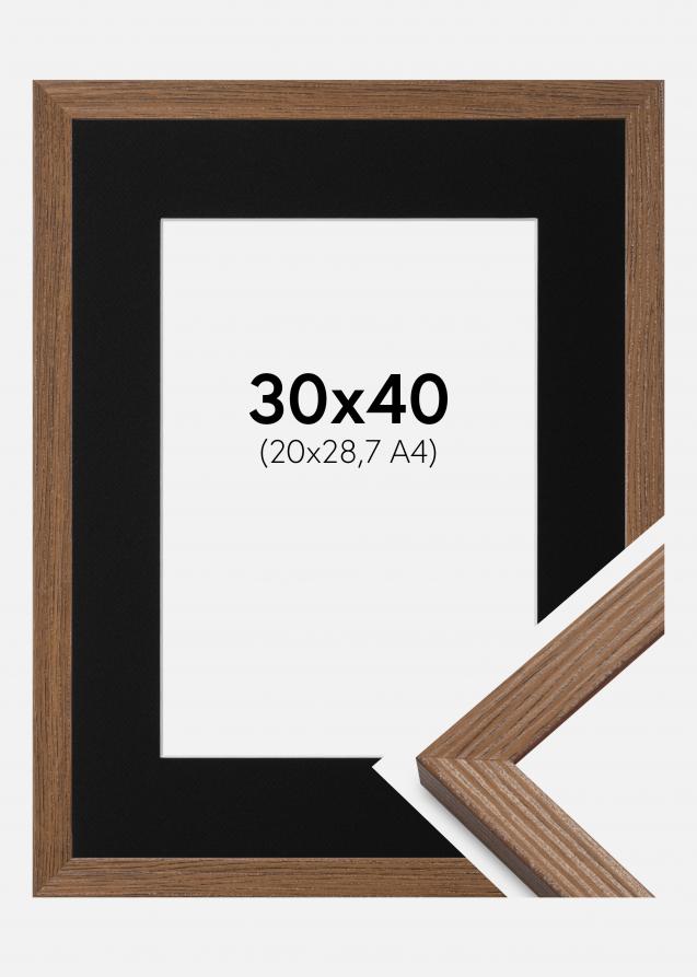 Cadre Fiorito Chêne Foncé 30x40 cm - Passe-partout Noir 21x29,7 cm