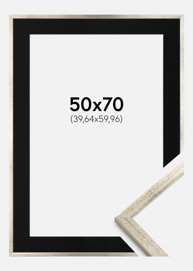 Cadre Galant Argent 50x70 cm - Passe-partout Noir 16x24 pouces