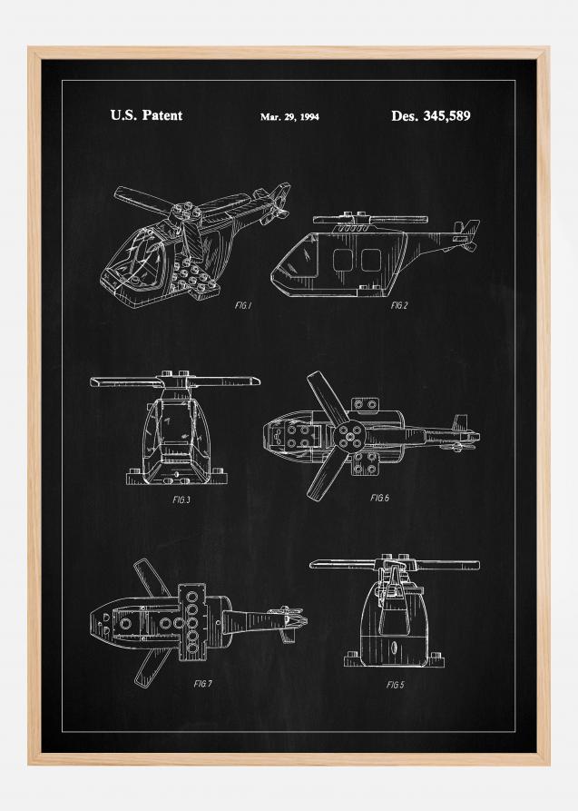 Patent Print - Lego Helicopter - Black Poster