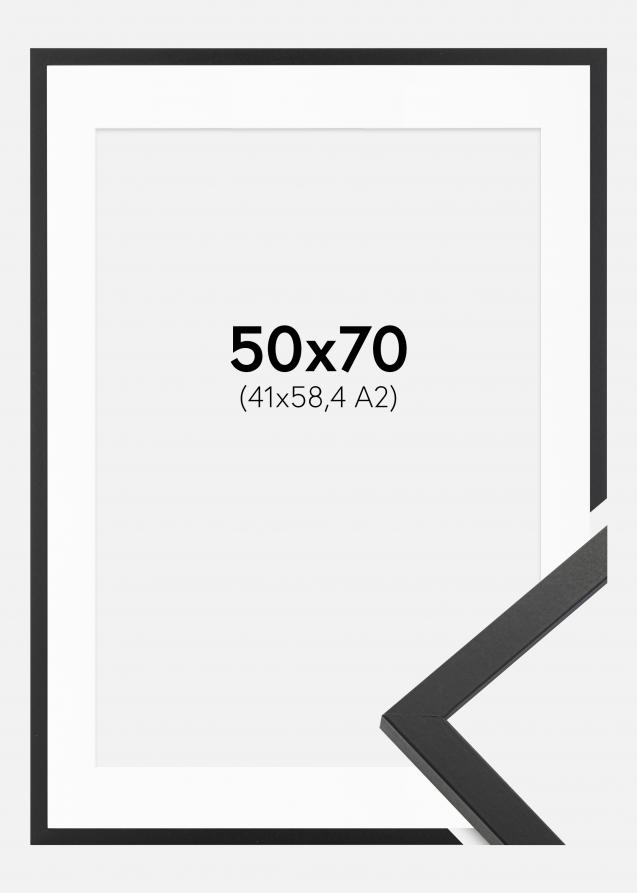 Cadre Trendy Noir 50x70 cm - Passe-partout Blanc 42x59,4 cm (A2)
