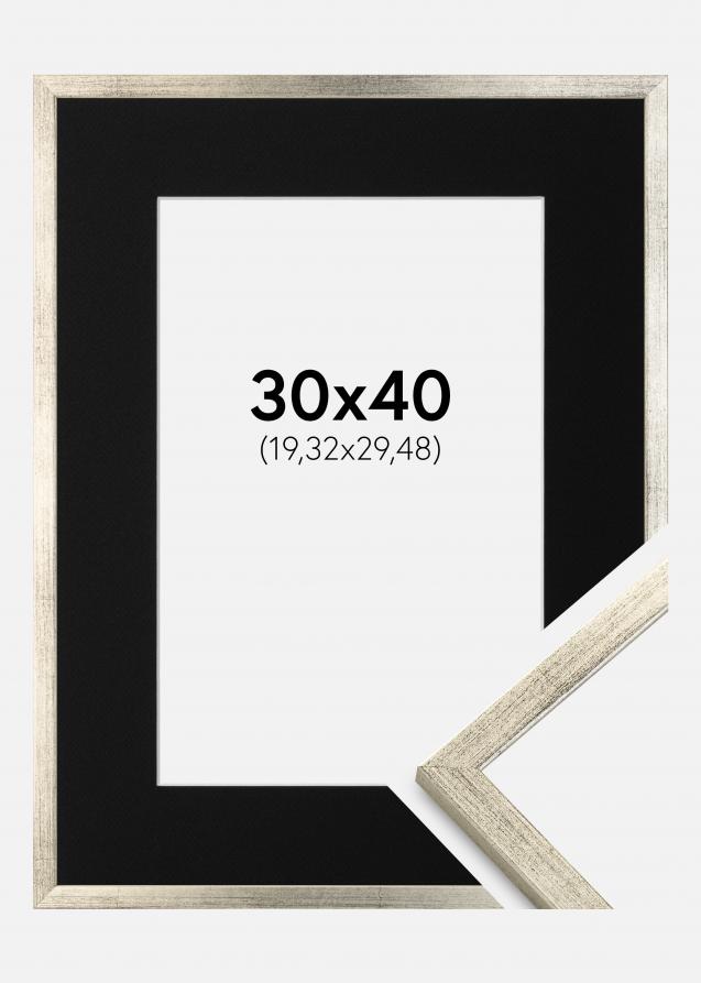 Cadre Galant Argent 30x40 cm - Passe-partout Noir 8x12 pouces