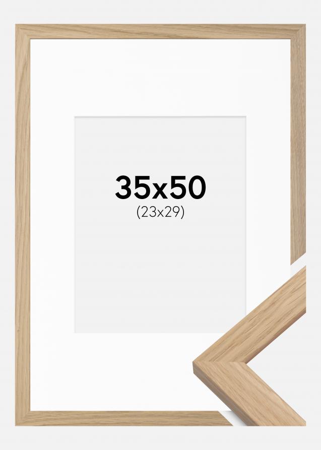 Cadre Oak Wood 35x50 cm - Passe-partout Blanc 24x30 cm