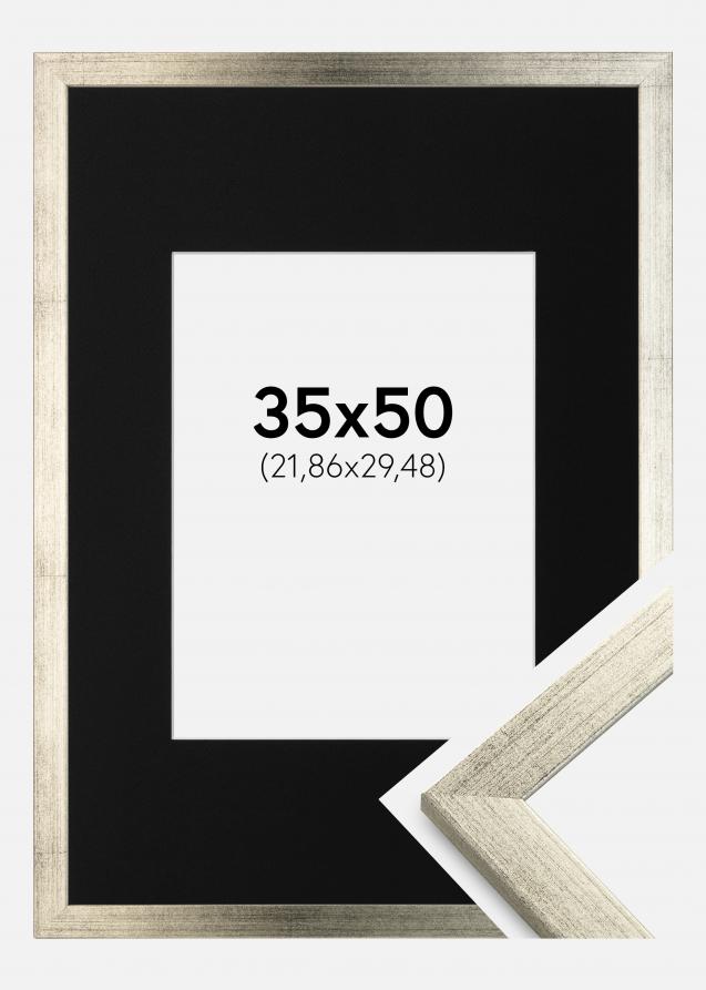 Cadre Stilren Argent 35x50 cm - Passe-partout Noir 9x12 pouces