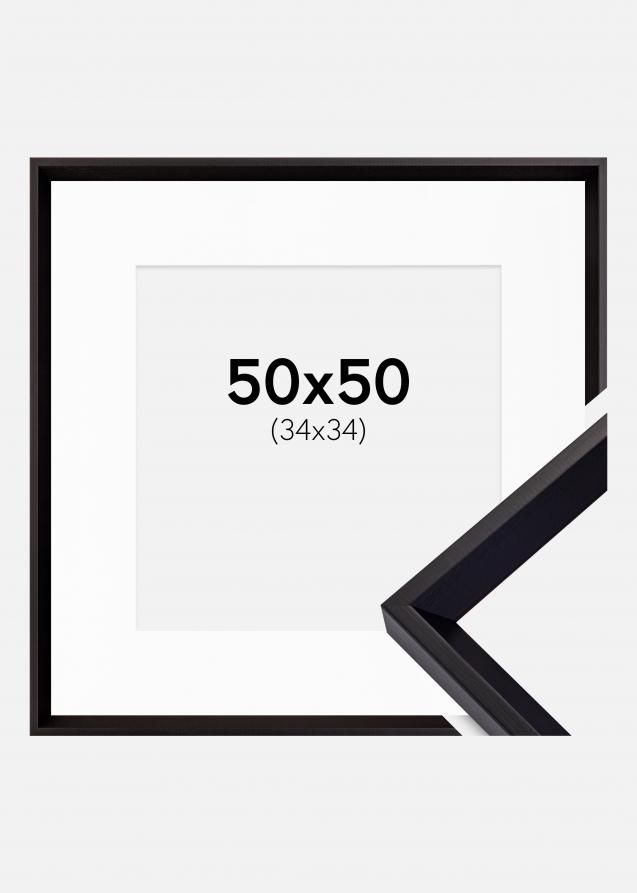 Cadre Globe Noir 50x50 cm - Passe-partout Blanc 35x35 cm