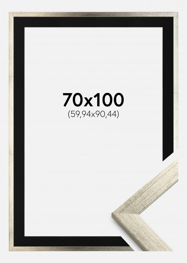 Cadre Stilren Argent 70x100 cm - Passe-partout Noir 24x36 pouces