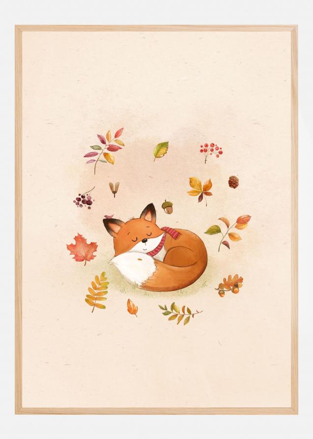 Fox In Fall Foliage Poster