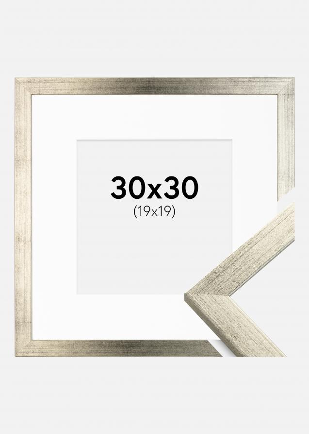 Cadre Stilren Argent 30x30 cm - Passe-partout Blanc 20x20 cm