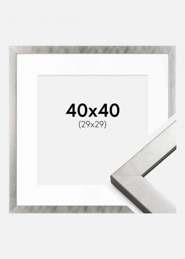 Cadre Uppsala Argent 40x40 cm - Passe-partout Blanc 30x30 cm