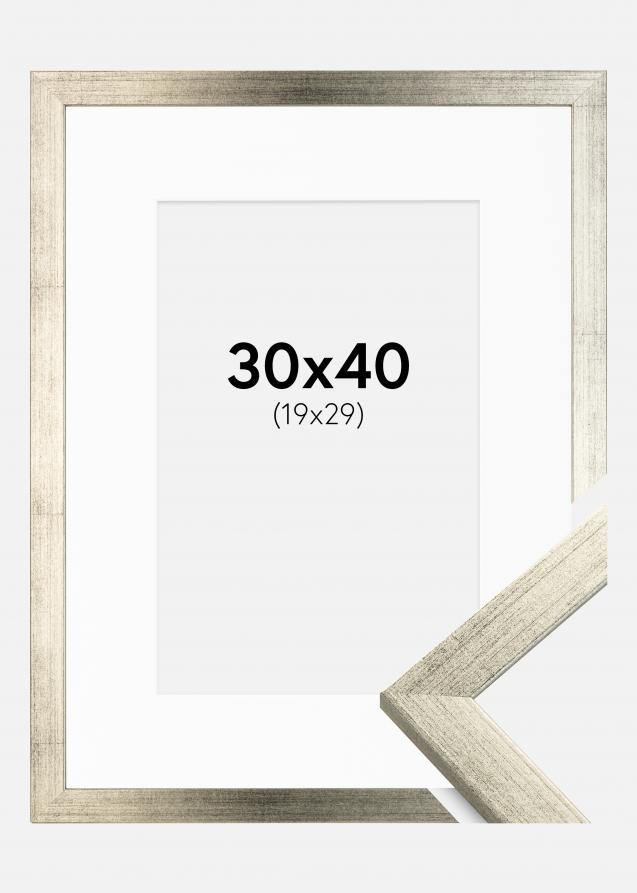 Cadre Stilren Argent 30x40 cm - Passe-partout Blanc 20x30 cm