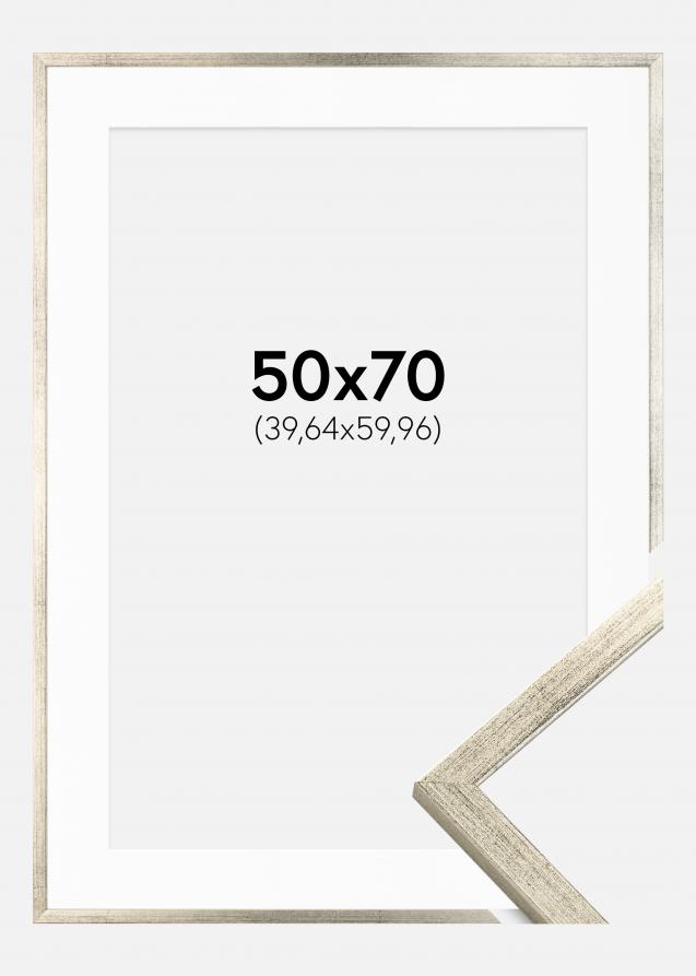 Cadre Galant Argent 50x70 cm - Passe-partout Blanc 16x24 pouces