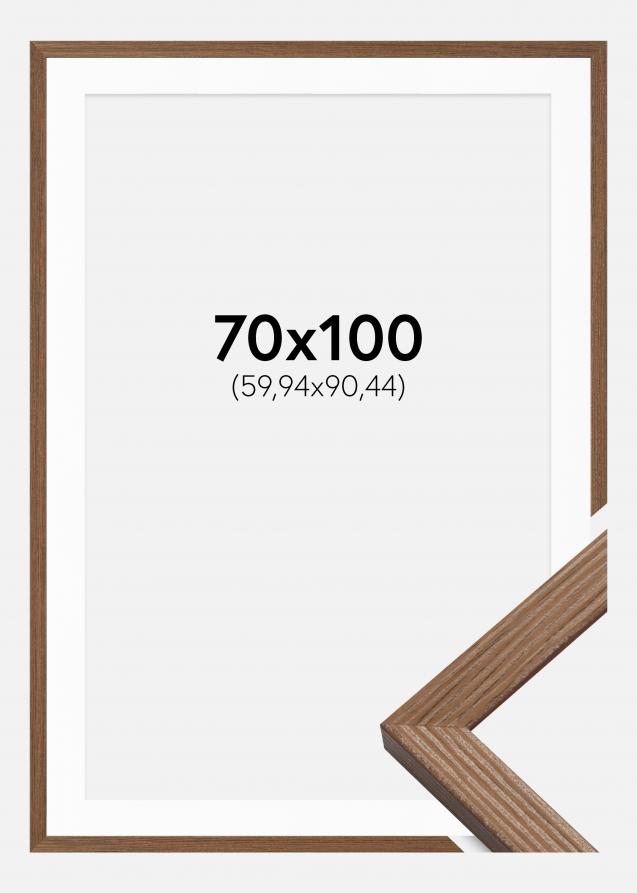 Cadre Fiorito Chêne Foncé 70x100 cm - Passe-partout Blanc 24x36 pouces