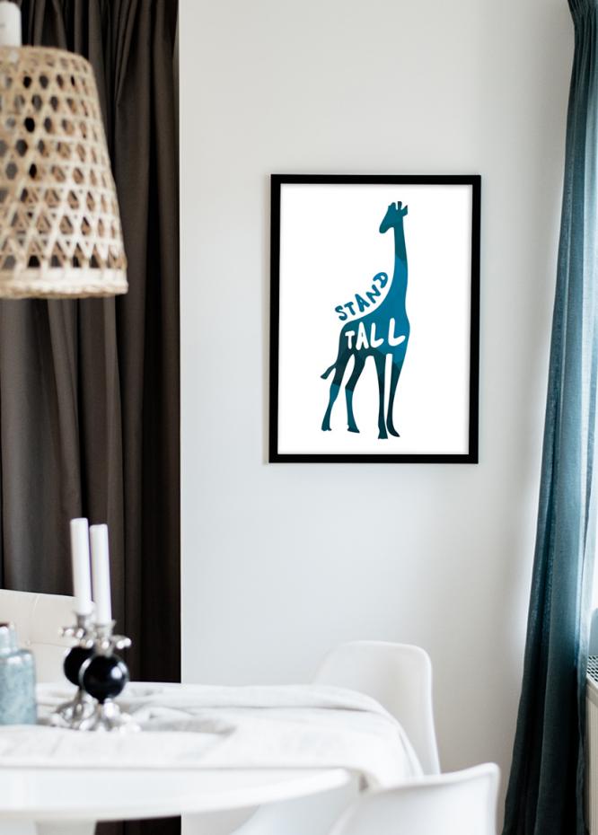 Giraffe stand tall - Blue Poster