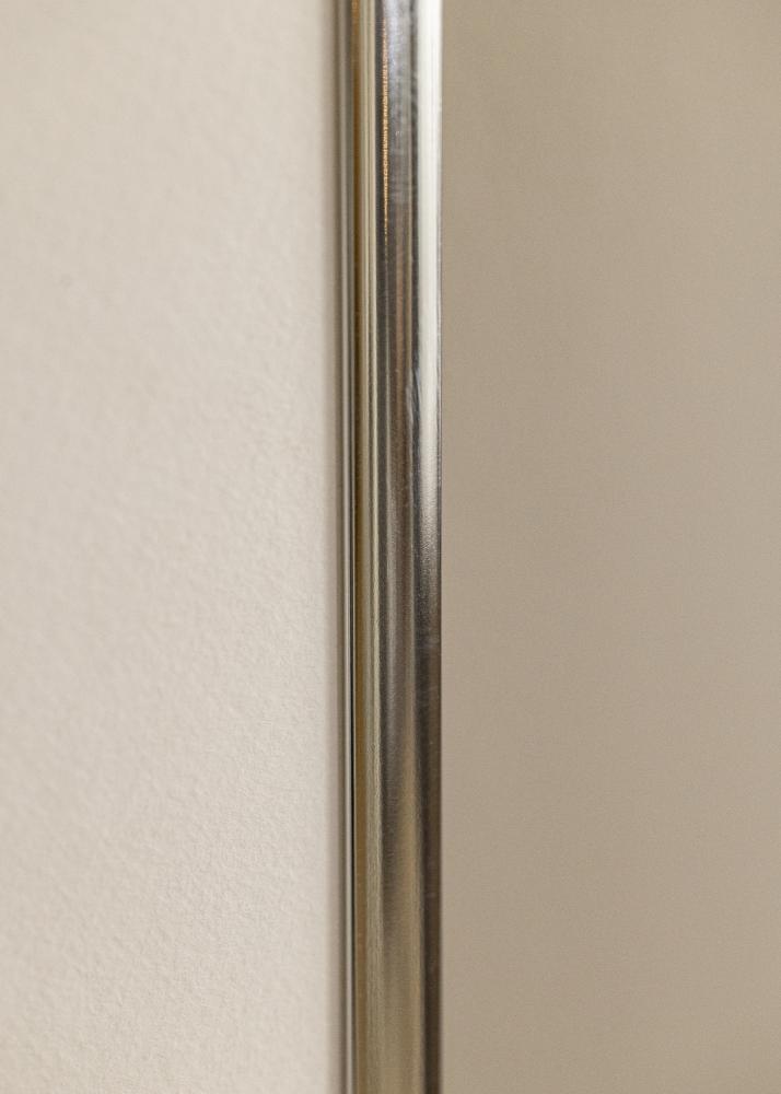 Cadre Aluminium Brillant Argent 40x50 cm - Passe-partout Blanc 28x35 cm