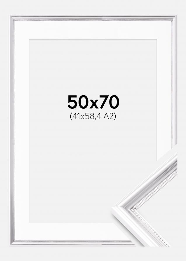 Cadre Gala Argent 50x70 cm - Passe-partout Blanc 42x59,4 cm (A2)