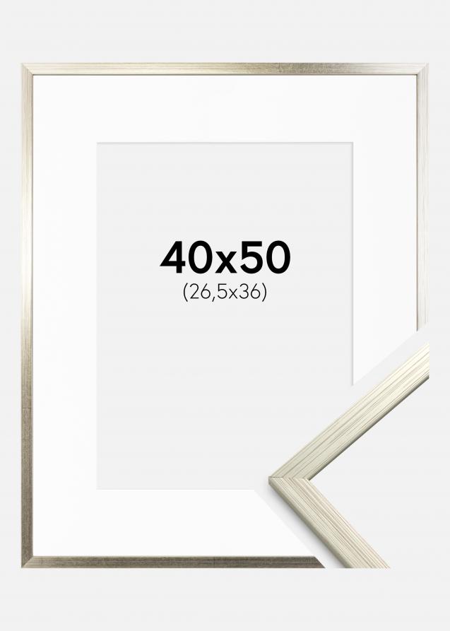Cadre Edsbyn Argent 40x50 cm - Passe-partout Blanc 27,5x37 cm