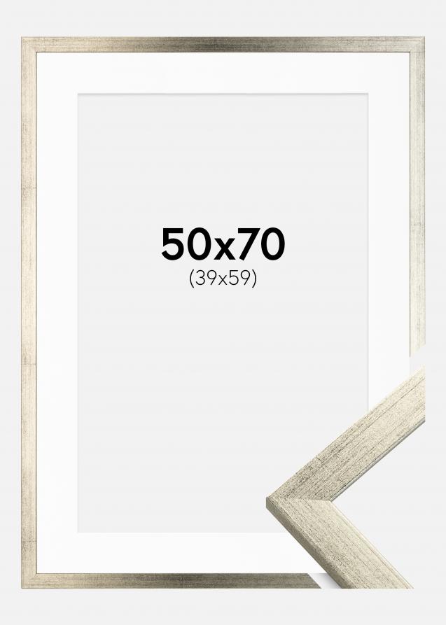 Cadre Stilren Argent 50x70 cm - Passe-partout Blanc 40x60 cm