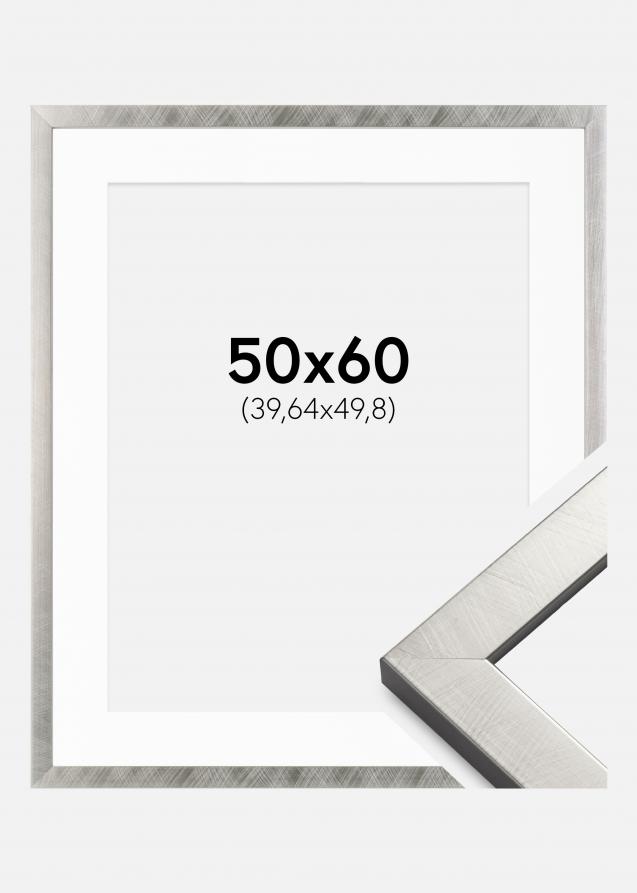 Cadre Uppsala Argent 50x60 cm - Passe-partout Blanc 16x20 inches