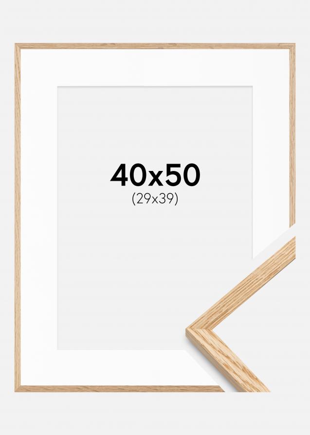 Cadre Mince Chêne 40x50 cm - Passe-partout Blanc 30x40 cm