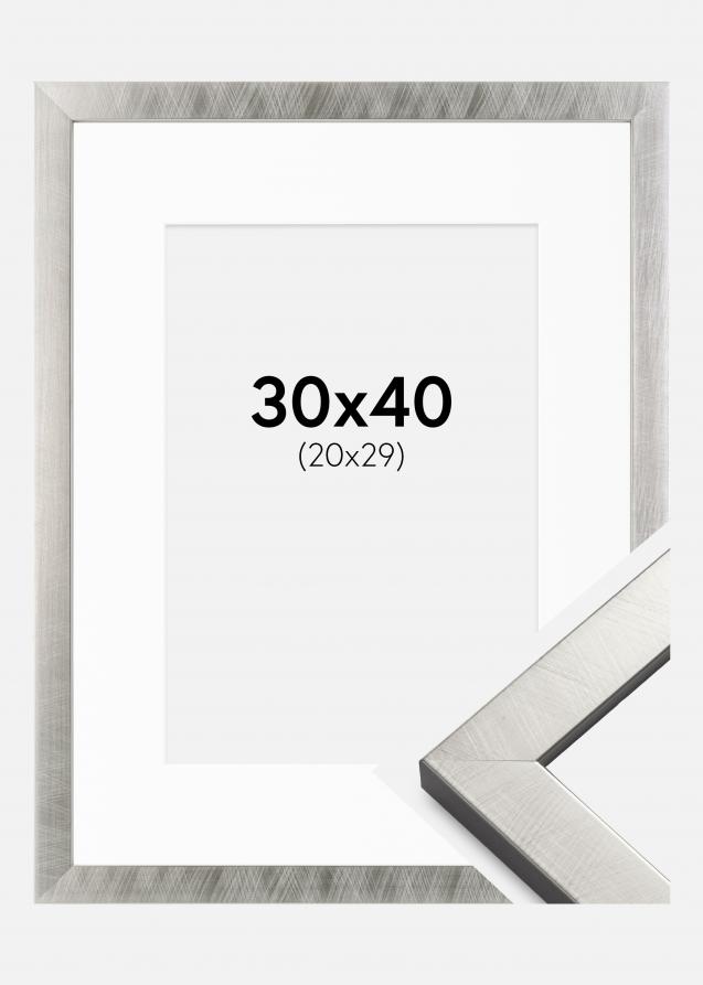 Cadre Uppsala Argent 30x40 cm - Passe-partout Blanc 21x30 cm