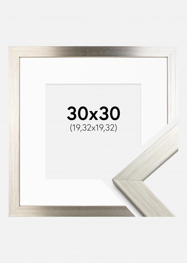 Cadre Silver Wood 30x30 cm - Passe-partout Blanc 8x8 inches
