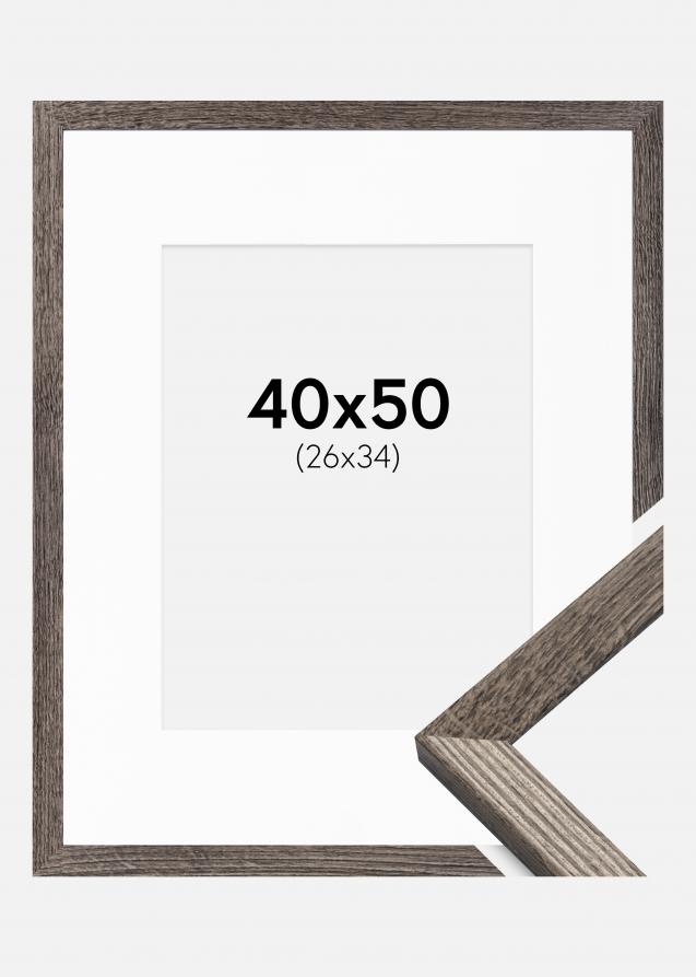 Cadre Fiorito Noyer 40x50 cm - Passe-partout Blanc 27x35 cm