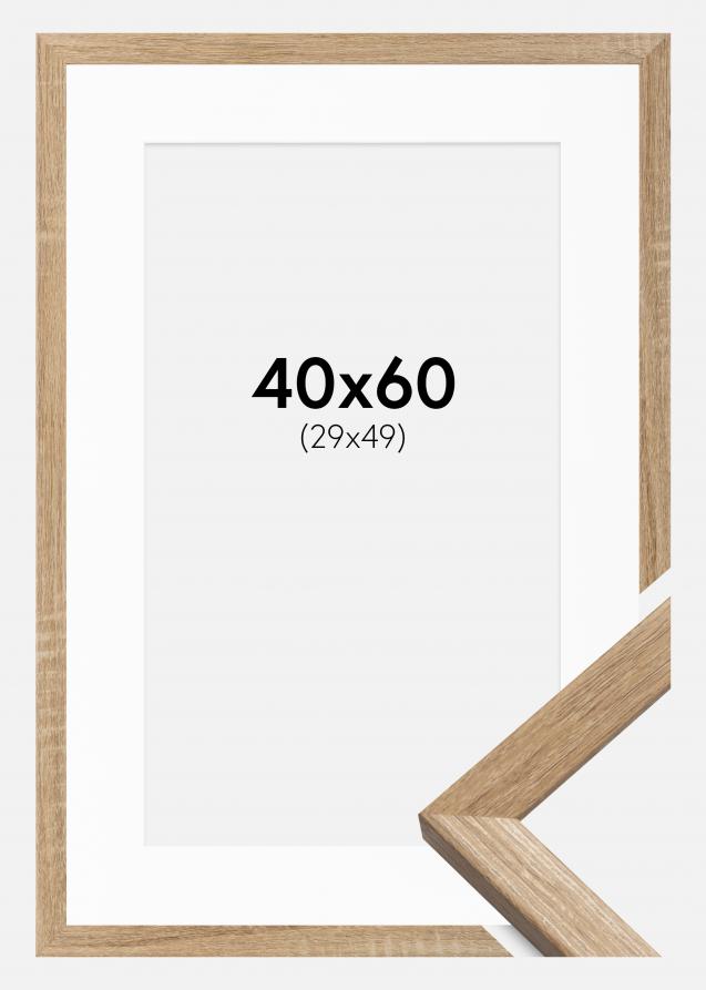 Cadre Fiorito Chêne Clair 40x60 cm - Passe-partout Blanc 30x50 cm