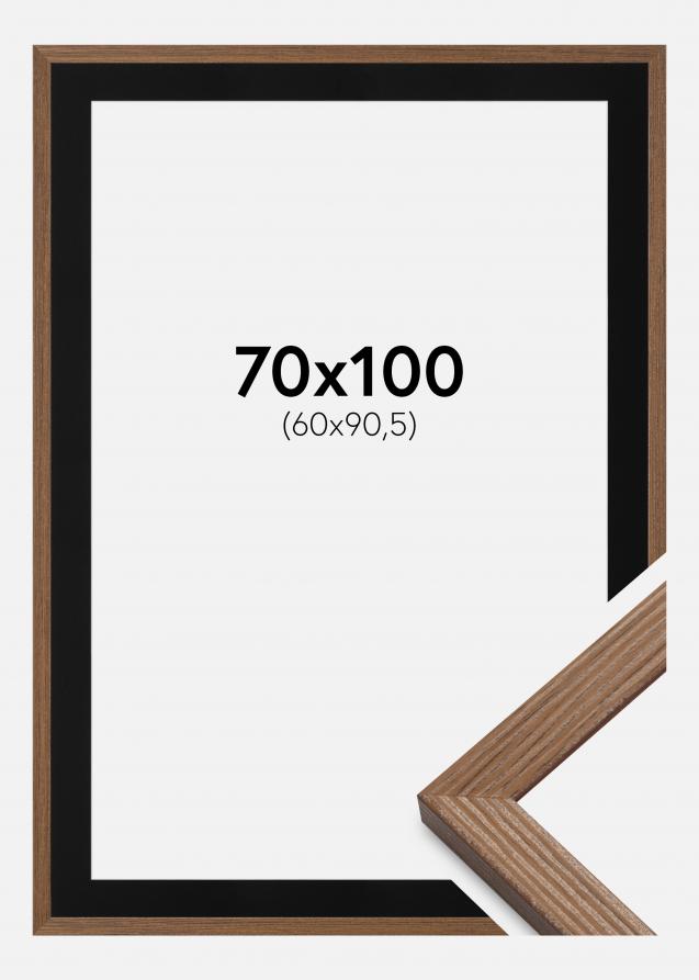 Cadre Fiorito Chêne Foncé 70x100 cm - Passe-partout Noir 61x91,5 cm