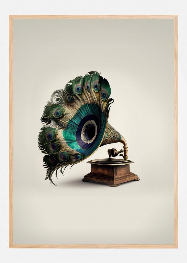 Peacock Gramaphone Poster