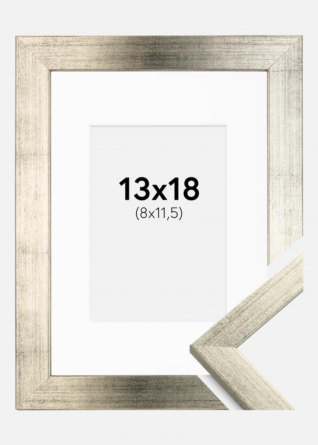 Cadre Stilren Argent 13x18 cm - Passe-partout Blanc 9x12 cm