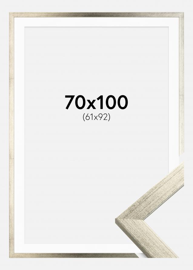 Cadre Stilren Argent 70x100 cm - Passe-partout Blanc 62x93 cm