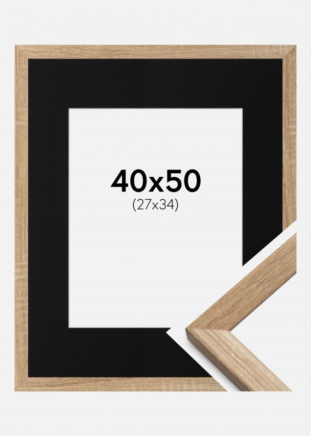 Cadre Fiorito Chêne Clair 40x50 cm - Passe-partout Noir 28x35 cm