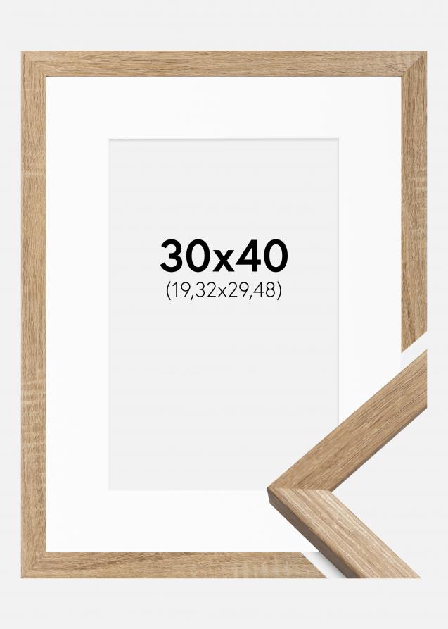 Cadre Fiorito Chêne Clair 30x40 cm - Passe-partout Blanc 8x12 pouces
