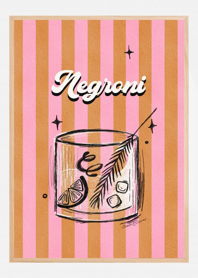 Negroni Drink on Stripes Poster
