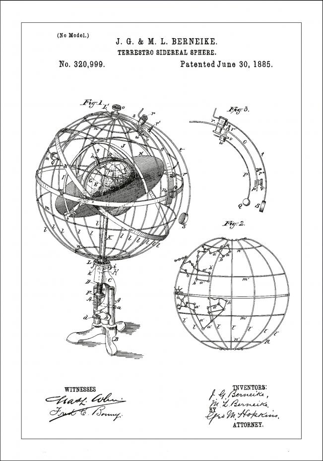 Dessin de brevet - Modle astronomique - Blanc Poster