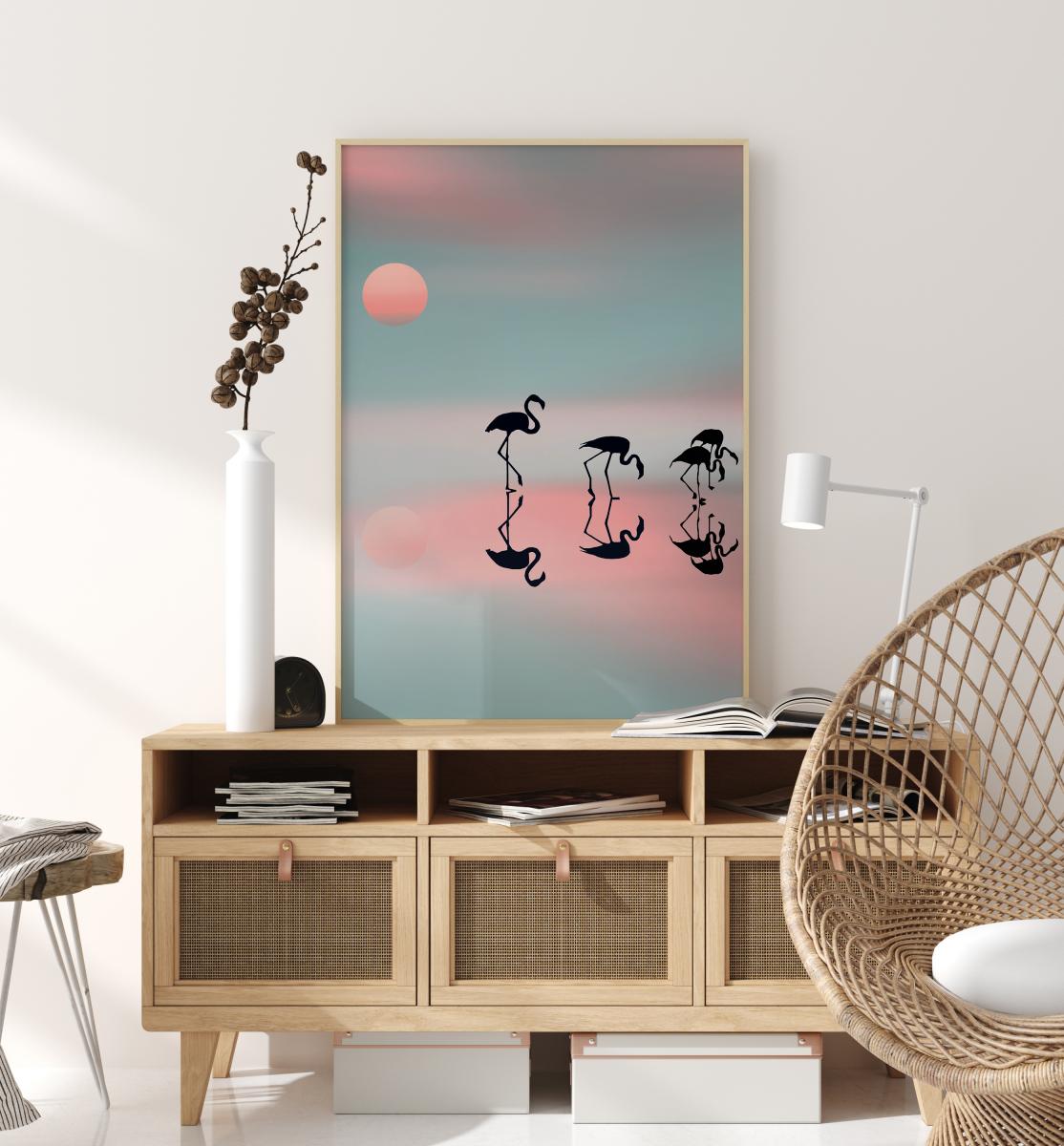 Family Flamingos Poster