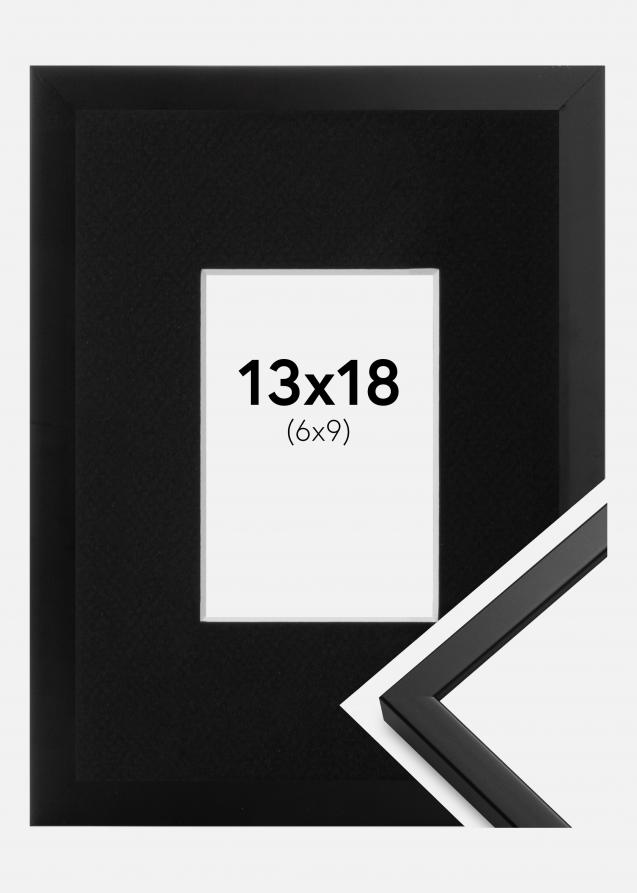 Cadre Oslo Noir 13x18 cm - Passe-partout Noir 7x10 cm
