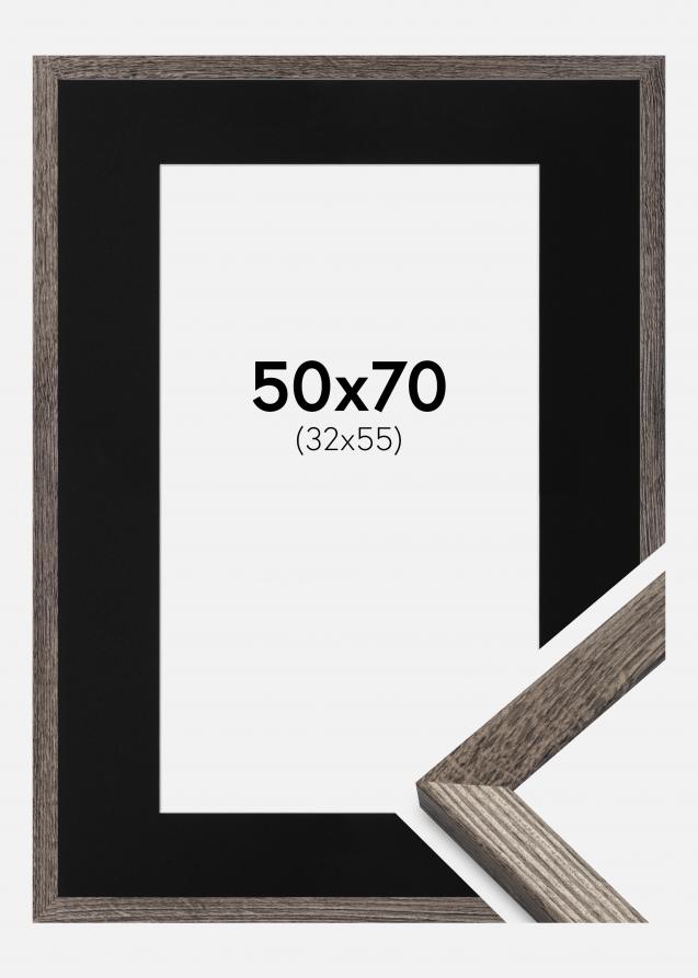 Cadre Fiorito Noyer 50x70 cm - Passe-partout Noir 33x56 cm
