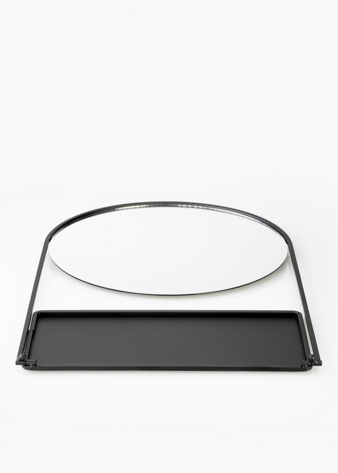 KAILA Miroir rond avec tagre - Noir 35x55 cm