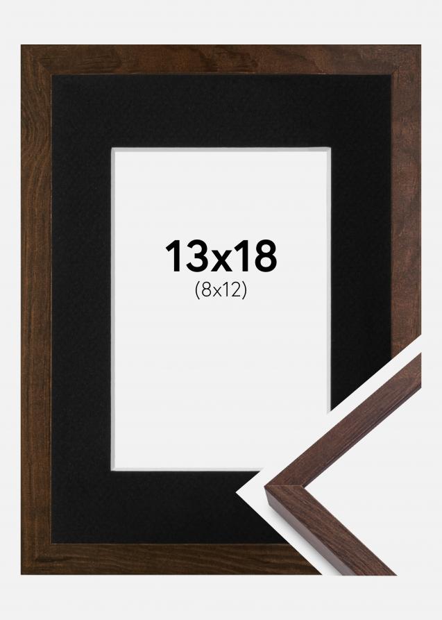 Cadre E-Line Noyer 13x18 cm - Passe-partout Noir 9x13 cm
