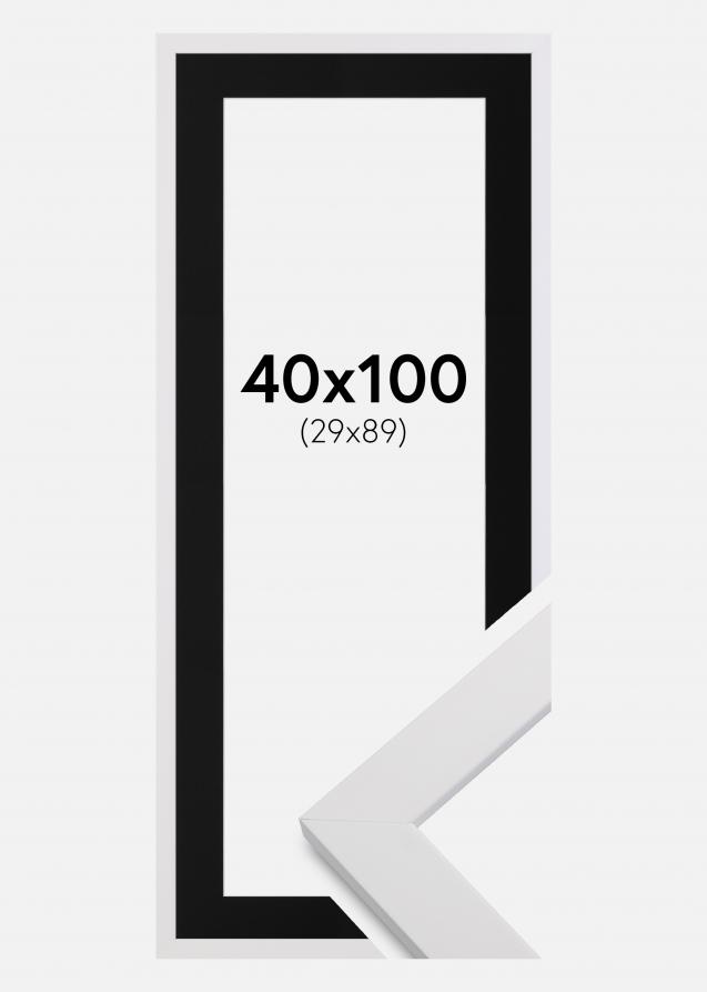 Cadre White Wood 40x100 cm - Passe-partout Noir 30x90 cm