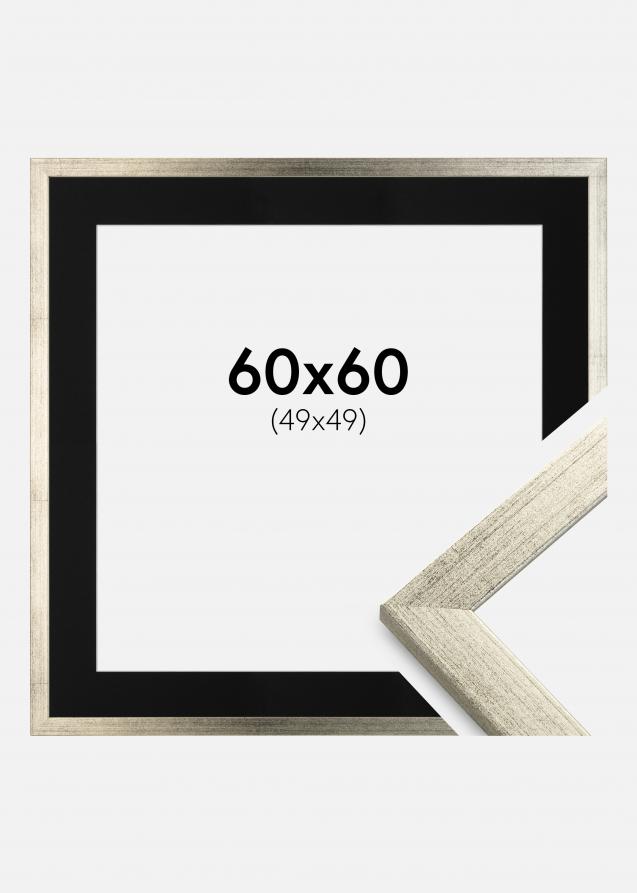 Cadre Stilren Argent 60x60 cm - Passe-partout Noir 50x50 cm